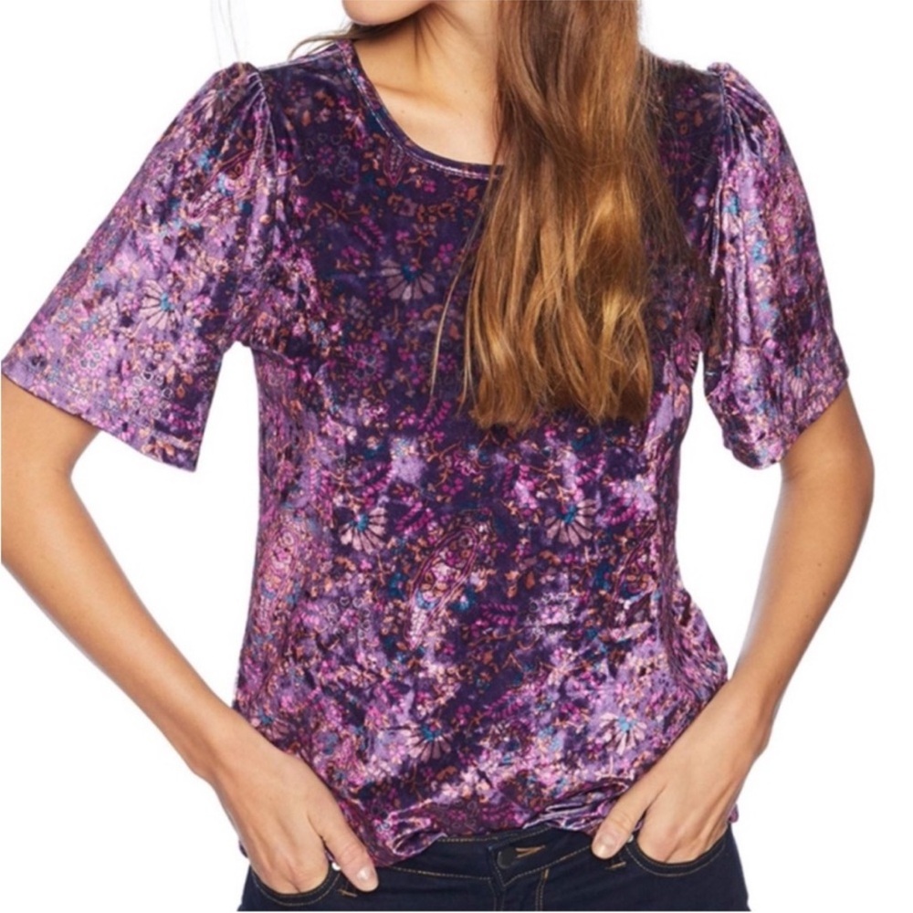 Lucky Brand Floral Paisley Short Sleeve Top